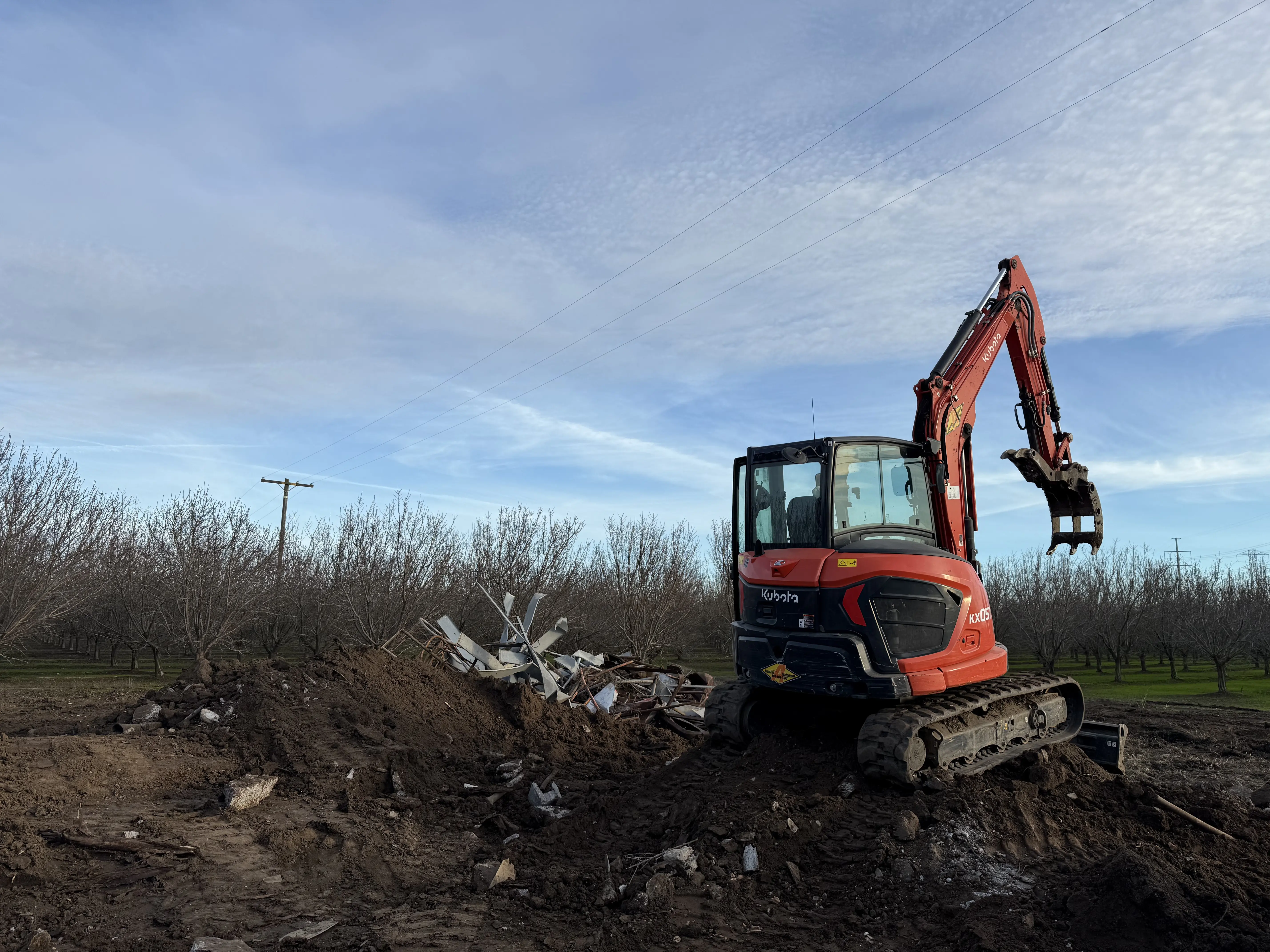 Demo Patrol excavator working a Northern California demolition site